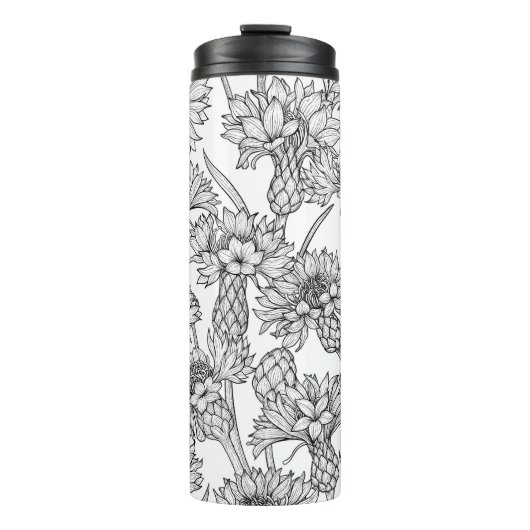 Cornblumen, Blume in Schwarz und Weiß Thermosbecher (Vorderseite)