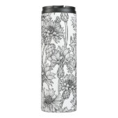Cornblumen, Blume in Schwarz und Weiß Thermosbecher (Rückseite)