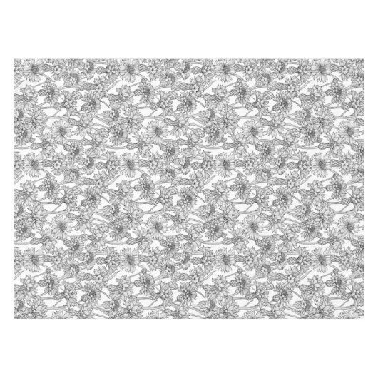 Cornblumen, Blume in Schwarz und Weiß Tischdecke (Vorderseite (Horizontal))