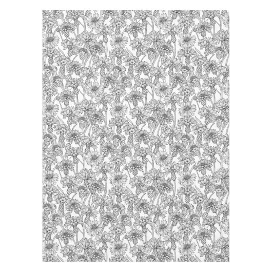Cornblumen, Blume in Schwarz und Weiß Tischdecke (Vorderseite)