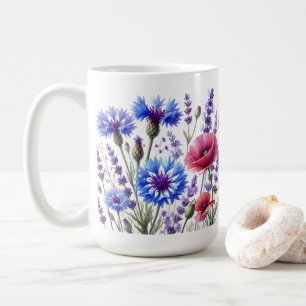 Cornblumen Blumenblumen Wasserfarbene Wildblumen H Kaffeetasse