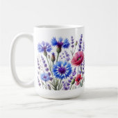 Cornblumen Blumenblumen Wasserfarbene Wildblumen H Kaffeetasse (Links)