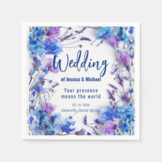 💍 Cornblumen und Lavendel Serviette (Vorderseite)