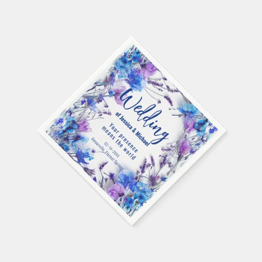 💍 Cornblumen und Lavendel Serviette (Ecke)