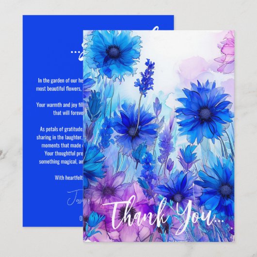 💍 Cornblumen und Lavender Bliss Dankeskarte (Vorne/Hinten)