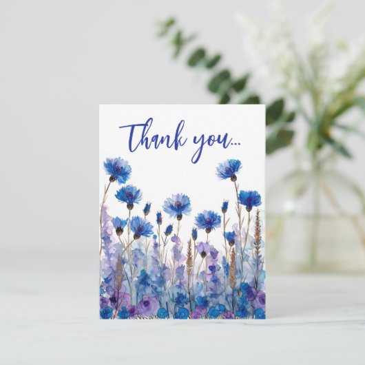 💍 Cornblumen und Lavender Bliss Dankeskarte (Stehend Vorderseite)
