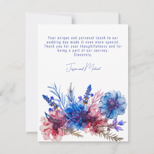 💍 Cornblumen und Lavender Bliss Dankeskarte (Rückseite)
