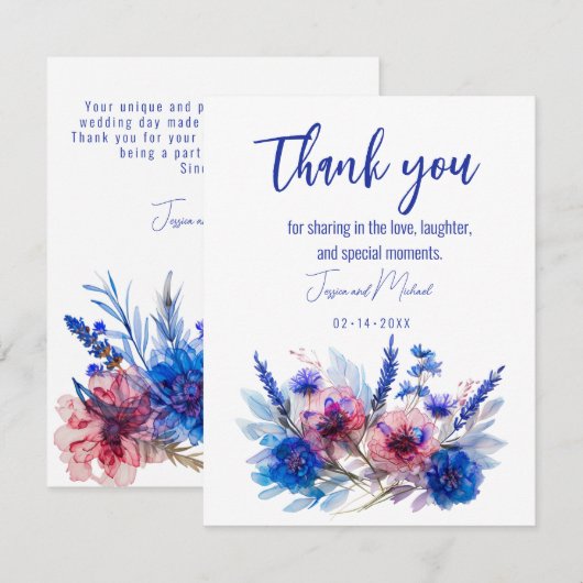 💍 Cornblumen und Lavender Bliss Dankeskarte (Vorne/Hinten)