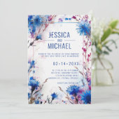 💍 Cornblumen und Lavender Bliss Hochzeit Einladung (Stehend Vorderseite)