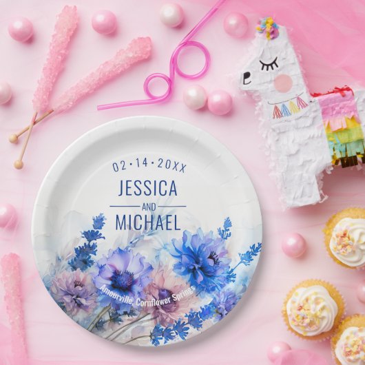 💍 Cornblumen und Lavender Bliss Pappteller (Party)