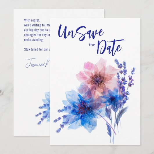 💍 Cornblumen und Lavender Bliss Save The Date (Vorne/Hinten)