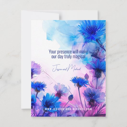 💍 Cornblumen und Lavender Elegance Einladung (Rückseite)