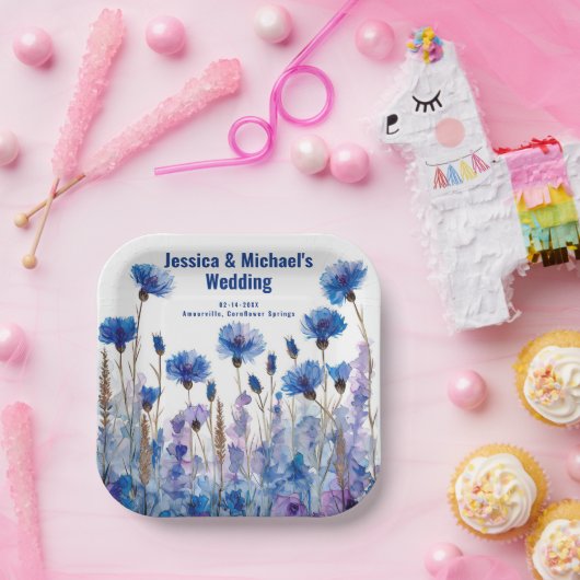 💍 Cornblumen und Lavender Elegance Pappteller (Party)