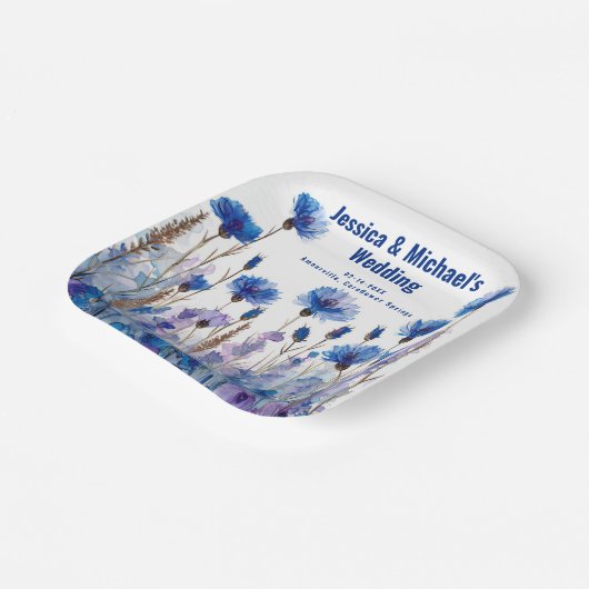 💍 Cornblumen und Lavender Elegance Pappteller (Gewinkelt)