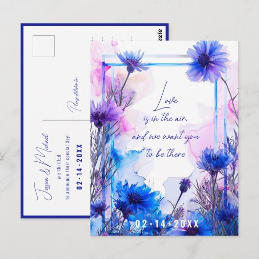 💍 Cornblumen und Lavender Elegance Postkarte (Vorne/Hinten)