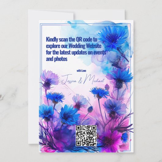 💍 Cornblumen und Lavender Elegance Save The Date (Rückseite)