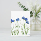 Cornblumenblau florale Aquarell rustikal hübsch Postkarte (Stehend Vorderseite)