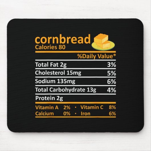 Cornbread Nutrition Food Thanksgiving Costume Chri Mousepad (Vorne)