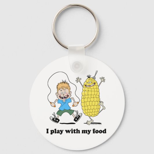 Corncob und Kind spielen Schlüsselanhänger (Vorderseite)