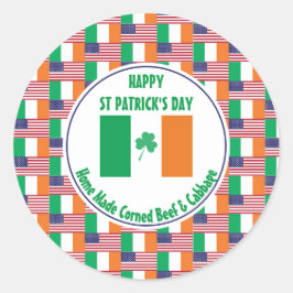 Corned Beef Cabbage ST PATRICK'S DAY Irish USA Runder Aufkleber