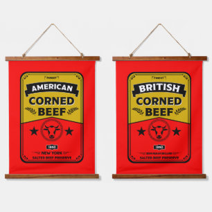 Corned Beef Küche Vintage Wandteppich Mit Holzrahmen