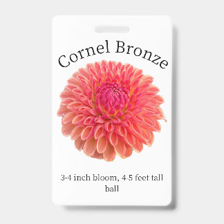 Cornel Bronze Dahlia ID Abzeichen Ausweis