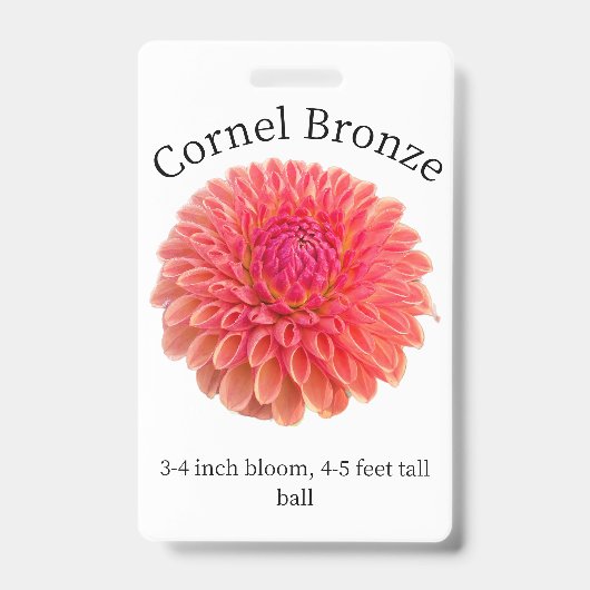 Cornel Bronze Dahlia ID Abzeichen Ausweis (Vorderseite)