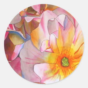 Cornelia pastellrosa Aquarellkunst Runder Aufkleber