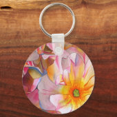 Cornelia pastellrosa Aquarellkunst Schlüsselanhänger (Vorderseite)