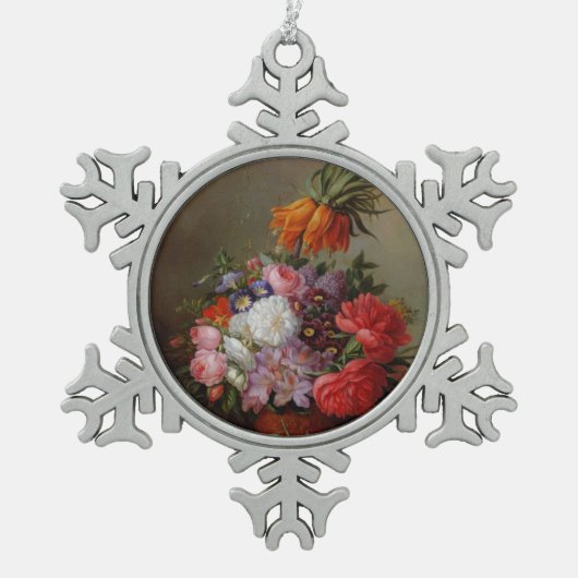 Cornelis Johannes van Hulsteijn Vase mit Blume Schneeflocken Zinn-Ornament (Vorderseite)
