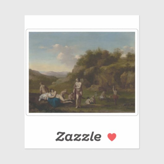 Cornelis - Landschaft mit Bädern Aufkleber (Blatt)