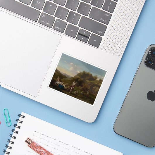Cornelis - Landschaft mit Bädern Aufkleber (Laptop mit iPhone)