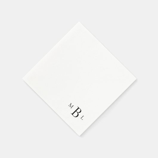 Corner Black Monogram Simple Cocktail Napkins Serviette (Ecke)