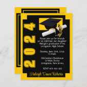 Corner Block Black & Gold Abschluss Einladung (Vorne/Hinten)