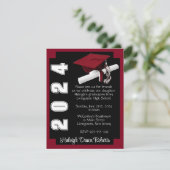 Corner Block Black & Kardinal Red Abschluss Einladung (Stehend Vorderseite)