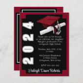 Corner Block Black & Kardinal Red Abschluss Einladung (Vorne/Hinten)