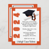 Corner Block Orange & White Abschluss Einladung (Vorne/Hinten)