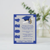 Corner Block Royal Blue & Gray Abschluss Einladung (Stehend Vorderseite)