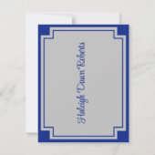 Corner Block Royal Blue & Gray Abschluss Einladung (Rückseite)