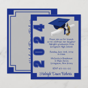 Corner Block Royal Blue & Gray Abschluss Einladung
