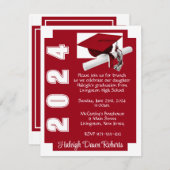 Corner Block Scarlet Red & White Abschluss Einladung (Vorne/Hinten)