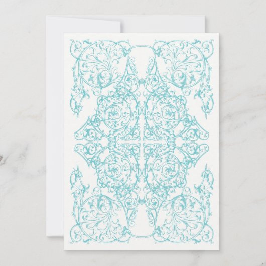 Corner Blüh Wedding Invitation Blue) Einladung (Vorderseite)