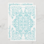 Corner Blüh Wedding Invitation Blue) Einladung (Vorne/Hinten)