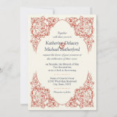 Corner Blühe Einladung zur Hochzeit (Crimson Red) (Rückseite)