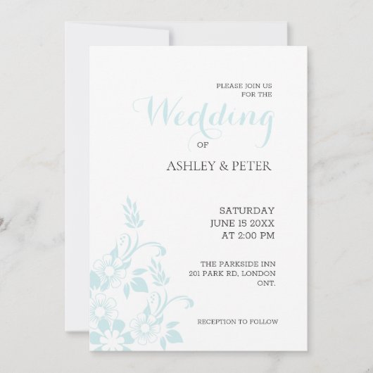 Corner Blume Einladung Hochzeit (Vorderseite)