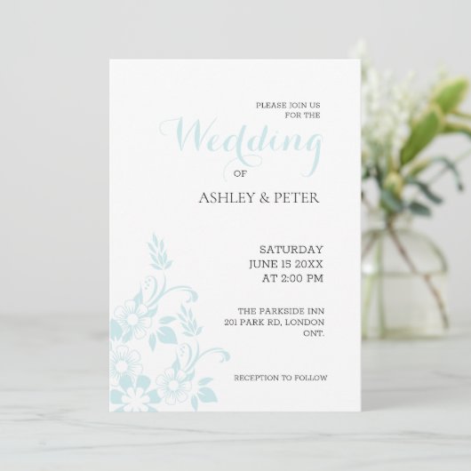 Corner Blume Einladung Hochzeit (Stehend Vorderseite)