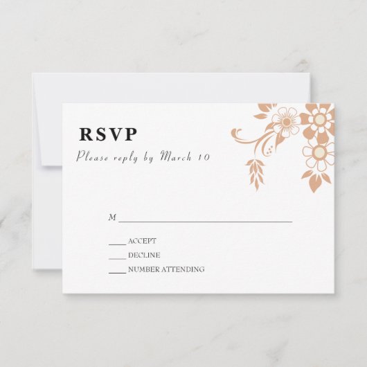 Corner Blume Motiff Wedding RSVP Karte (Vorderseite)