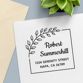 Corner Branch Wreath Return Address Permastempel