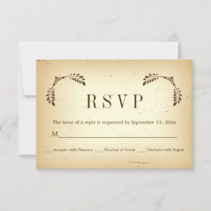 Corner braune Blätter beige Hochzeit RSVP Antwortk