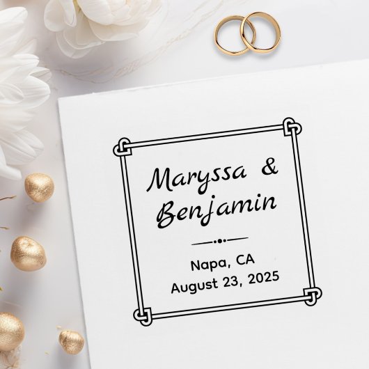 Corner Heart Shaped Knot Frame Wedding Gummistempel